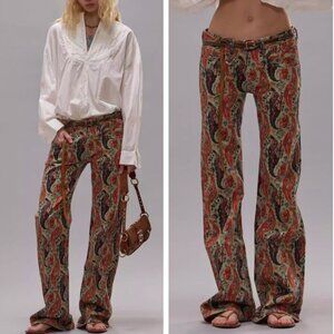 NWT R13 Boy Flare Jeans - Multicolor Orange Paisley